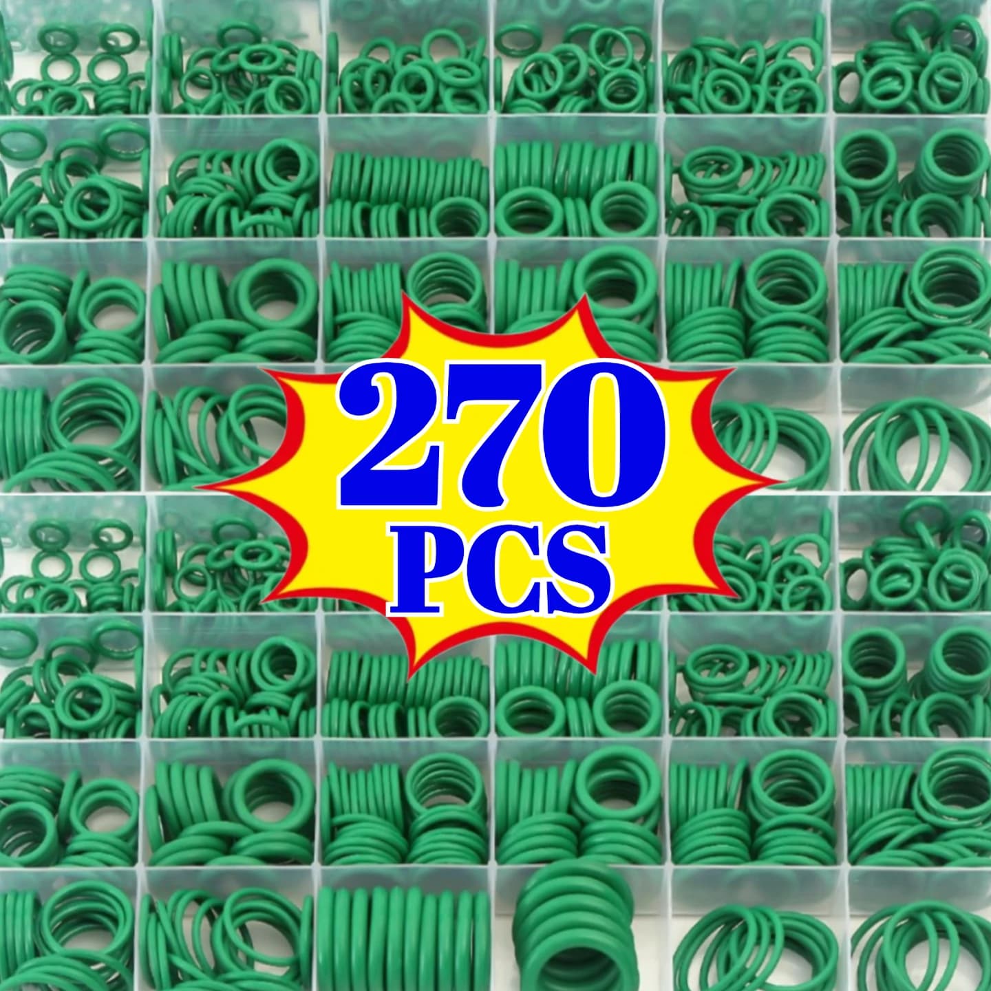 270-Piece Green Rubber O-Ring Assortment Kit