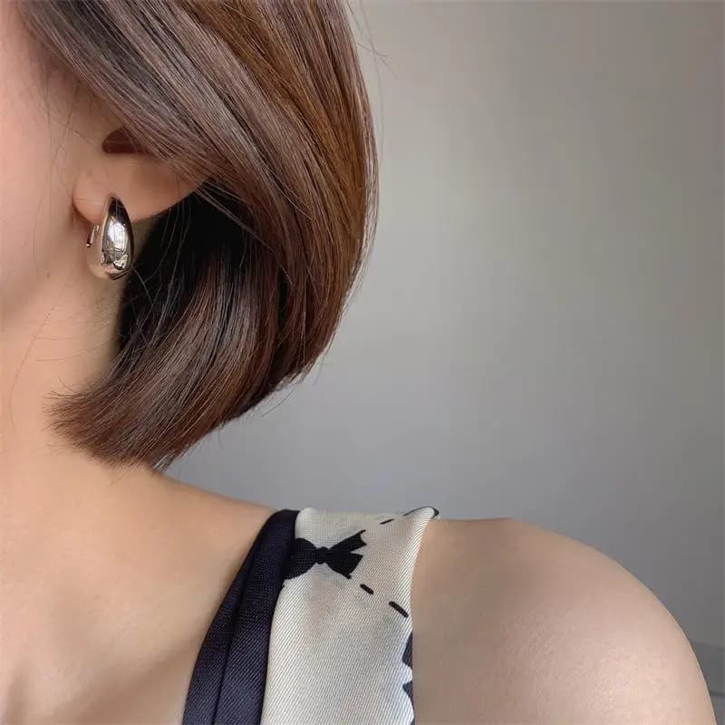 Rose Gold Plated Geometric Hoop Earrings