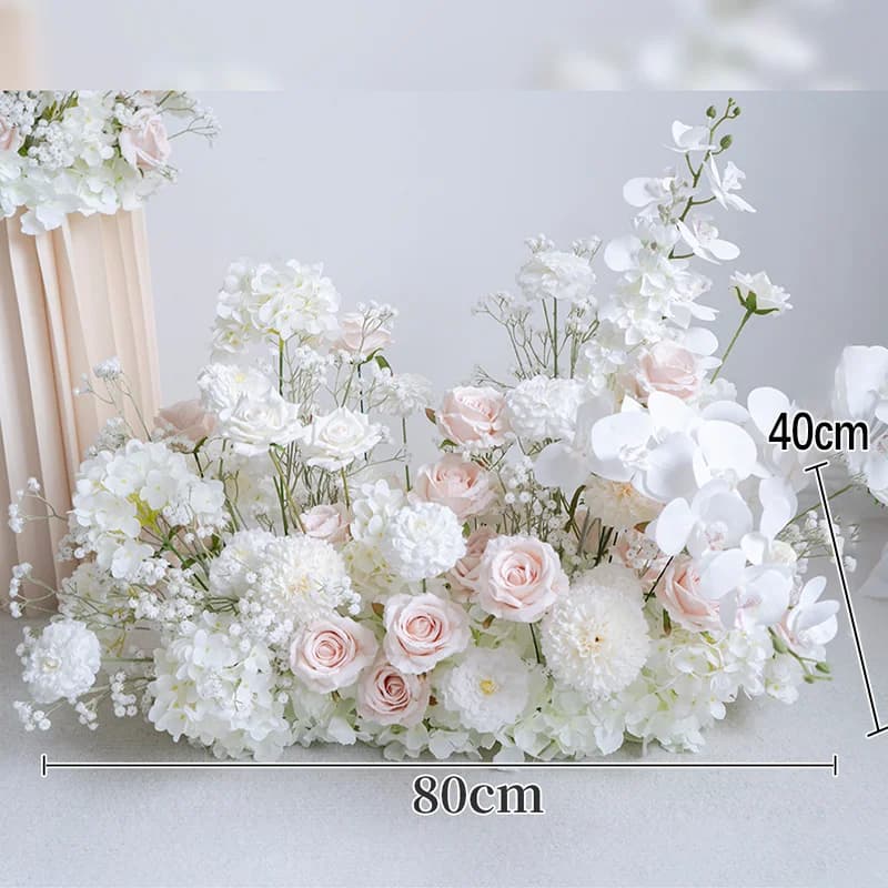 Luxurious Wedding Decor White Aisle Floor Floral Arrangement Backdrop Hyacinth Orchid Baby Breath Decor Flower Row Party Supplie