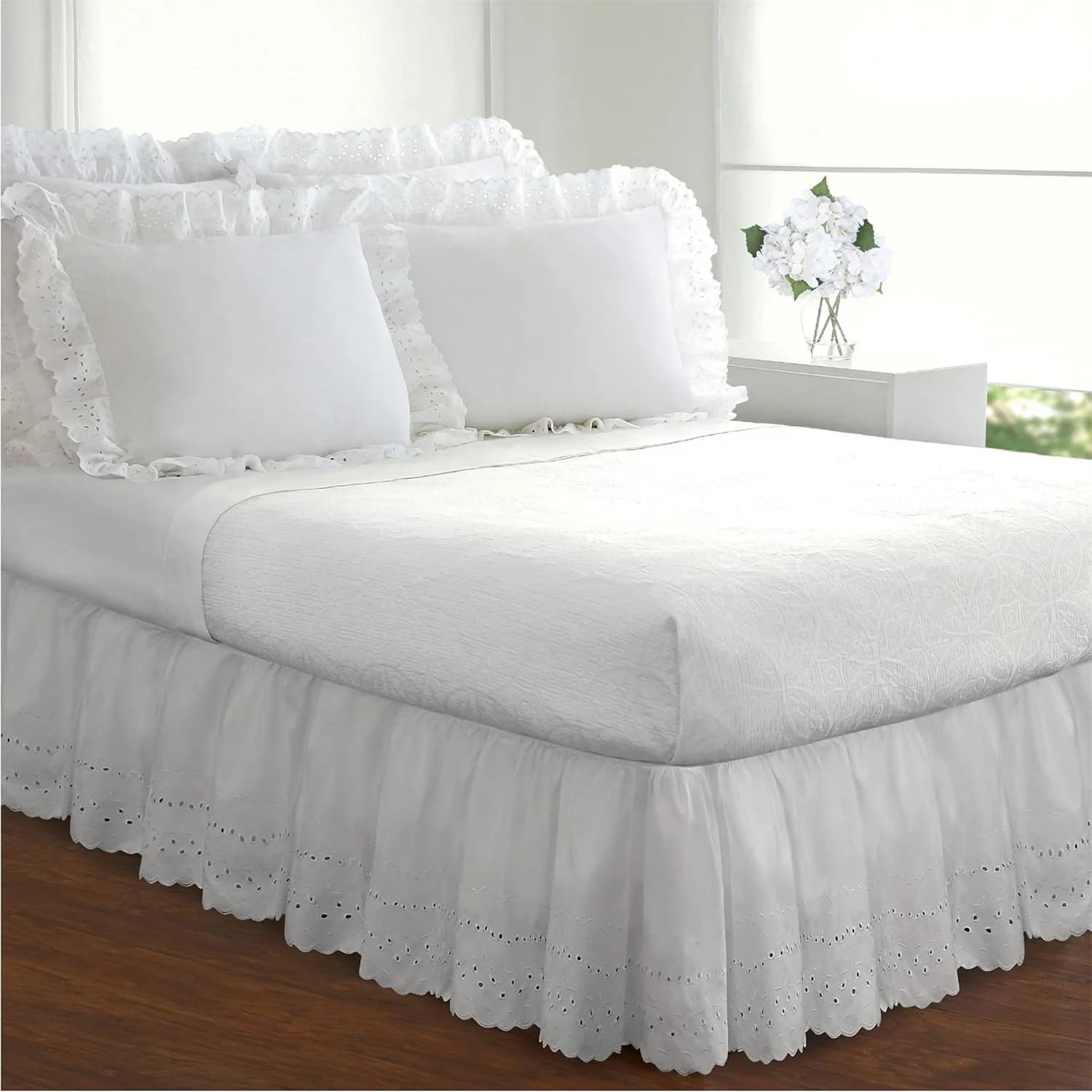18 Inch Deep Eyelet Ruffle Bed Skirt