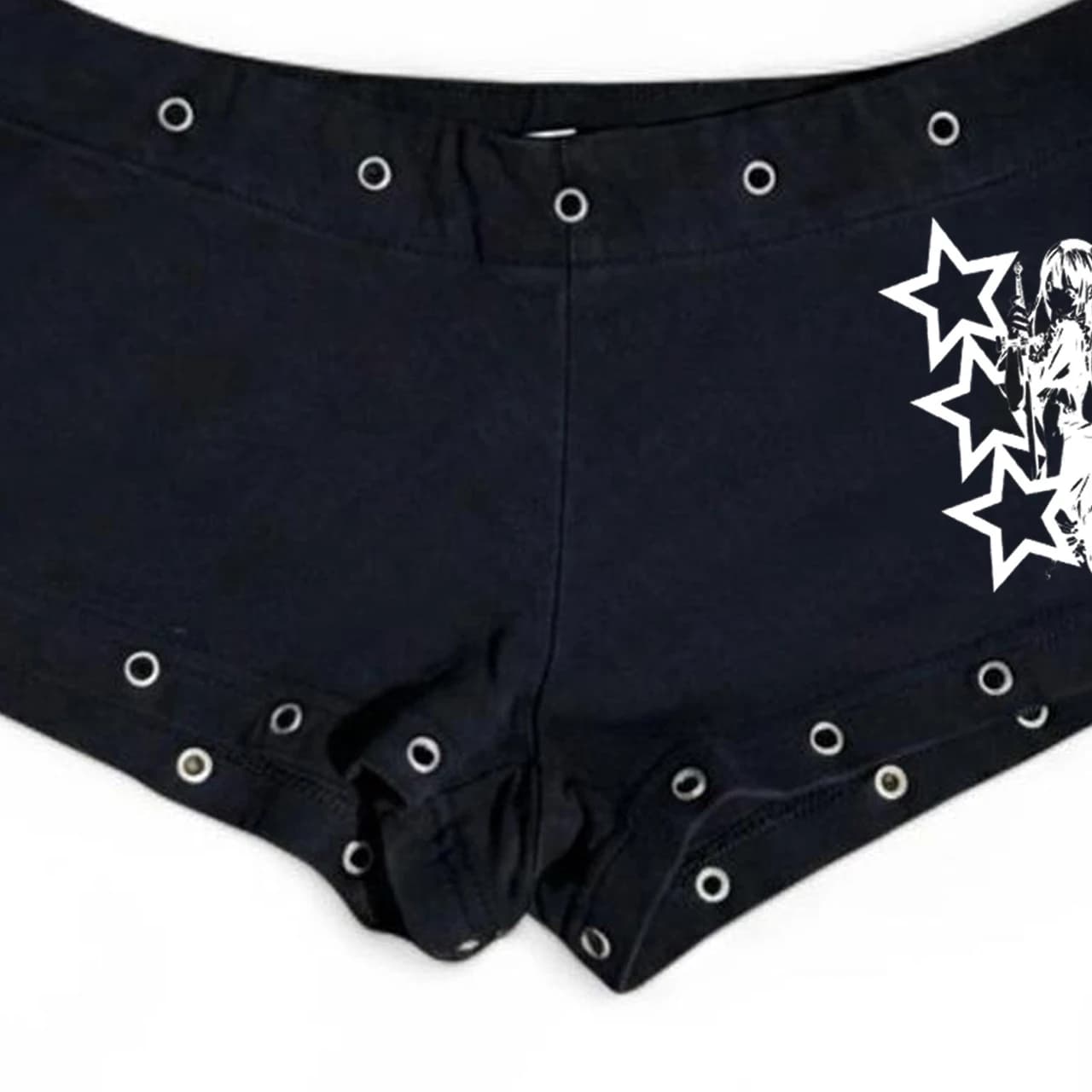 Women's fashion emo Black casual fashion willow nail print Y2K sexy slim fit versatile low waist Gothic hip-hop street and