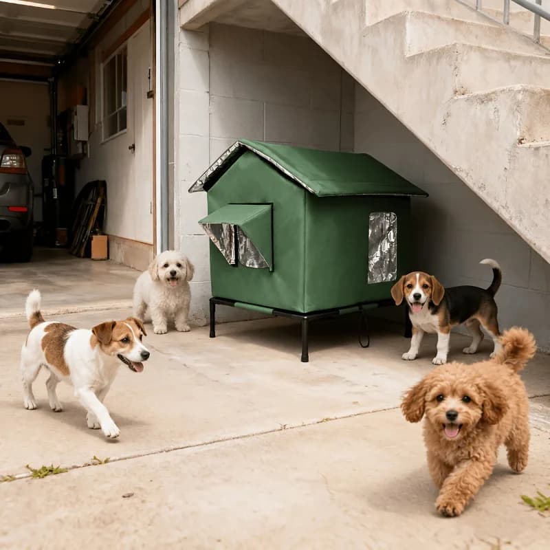 Winter Insulated Raised Dog House Waterproof