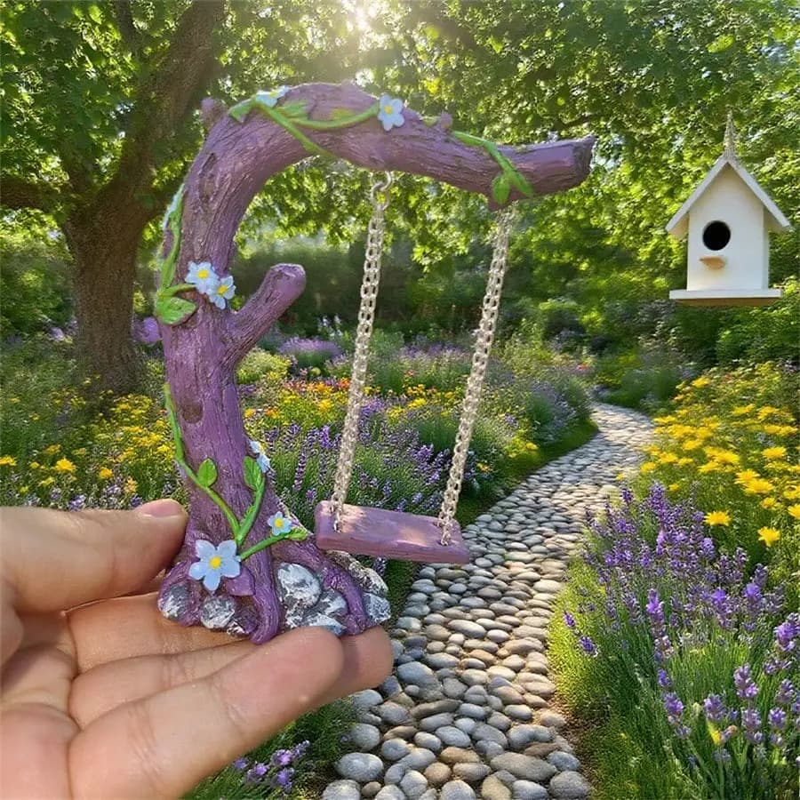 Pastoral Garden Decoration with Swings and Trees