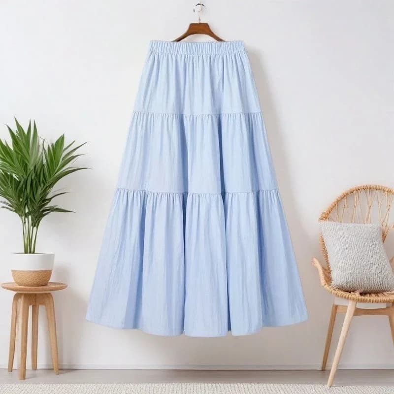 Women's Tiered Maxi Skirt Elastic Waist