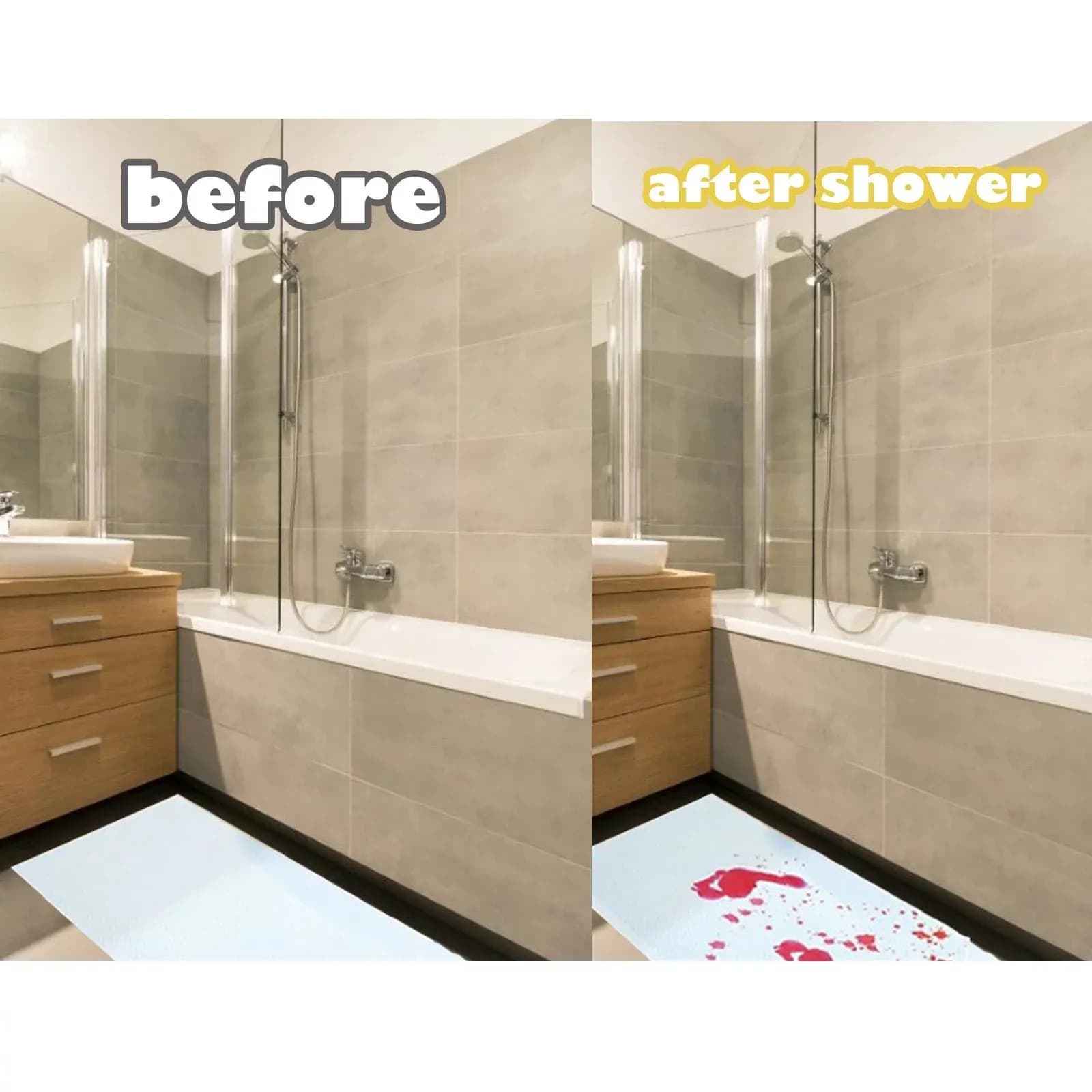 Color Changing Blood Footprint Bath Mat