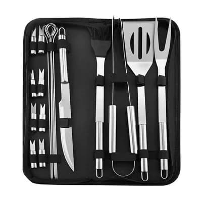Stainless Steel BBQ Tool Set Portable Cloth Storage Bag Grill Accessories Outdoor Barbecue Camping Cooking