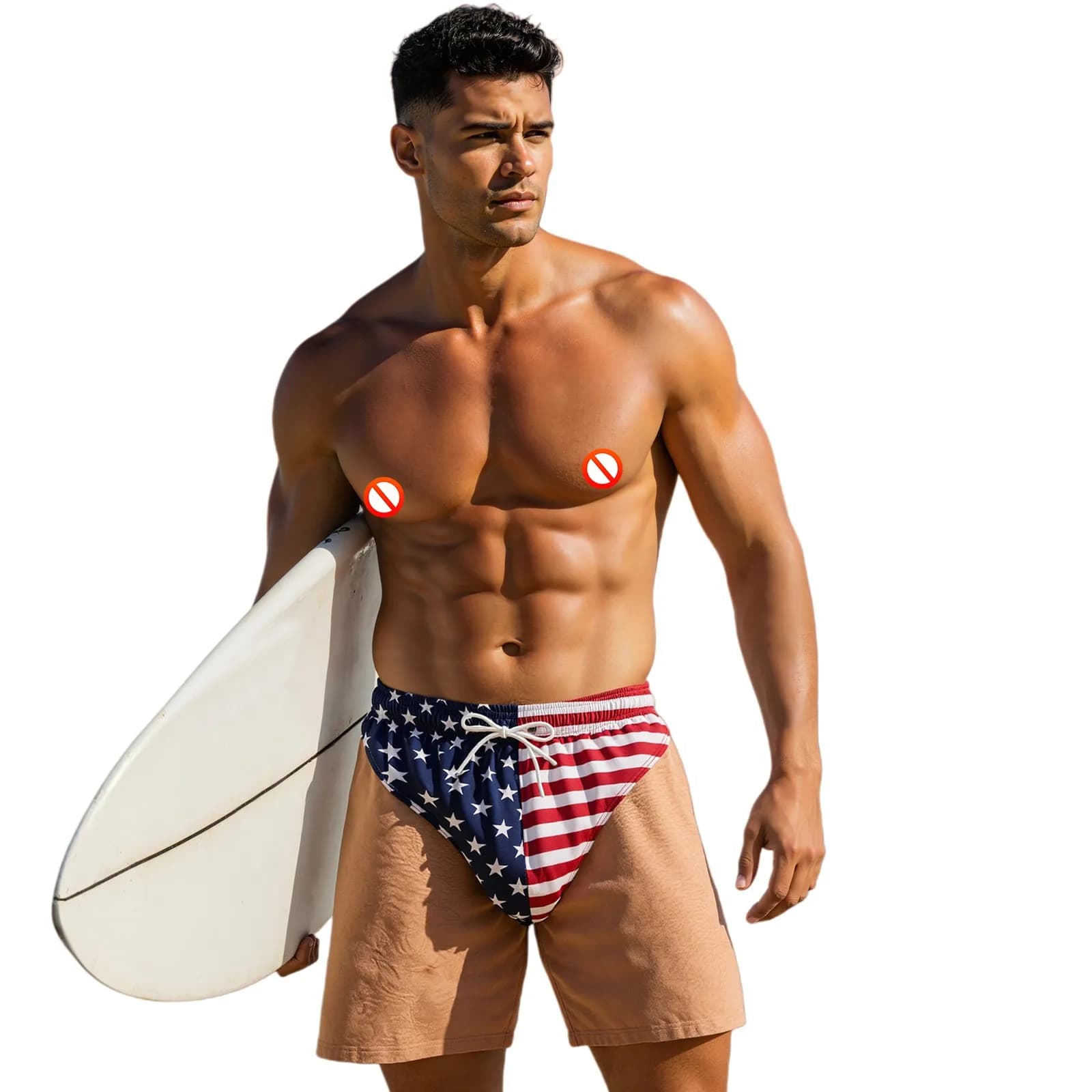Men's Patriotic American Flag Swim Trunks