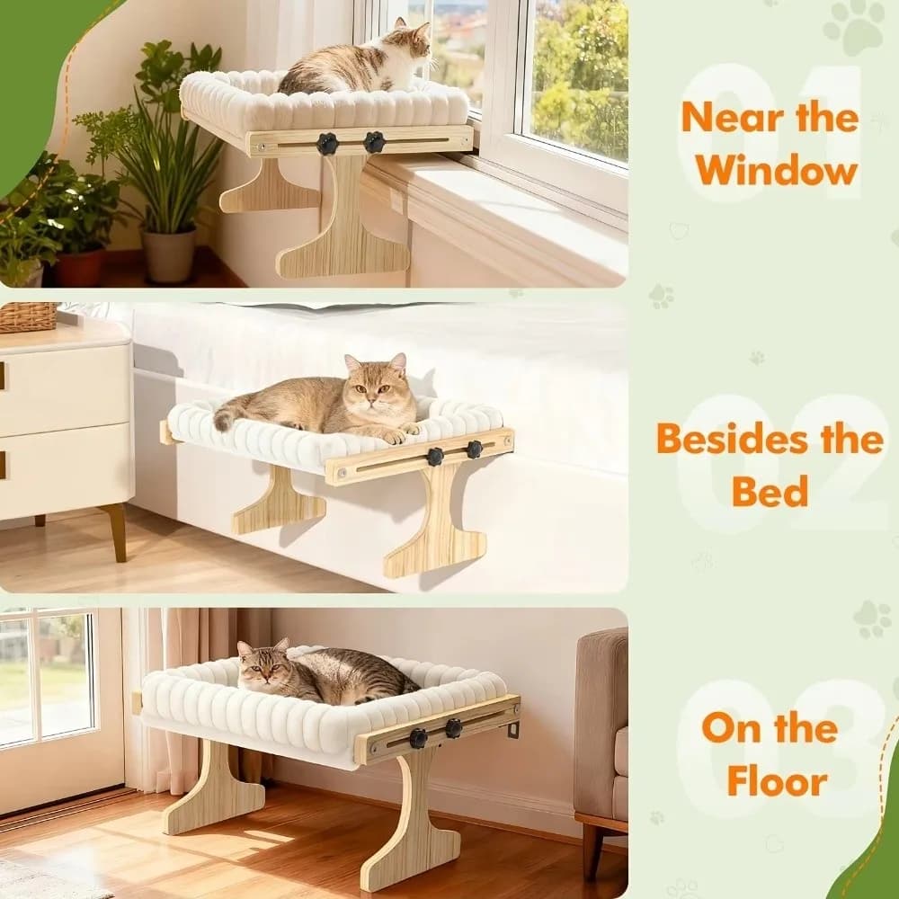 Adjustable Wooden Cat Window Perch