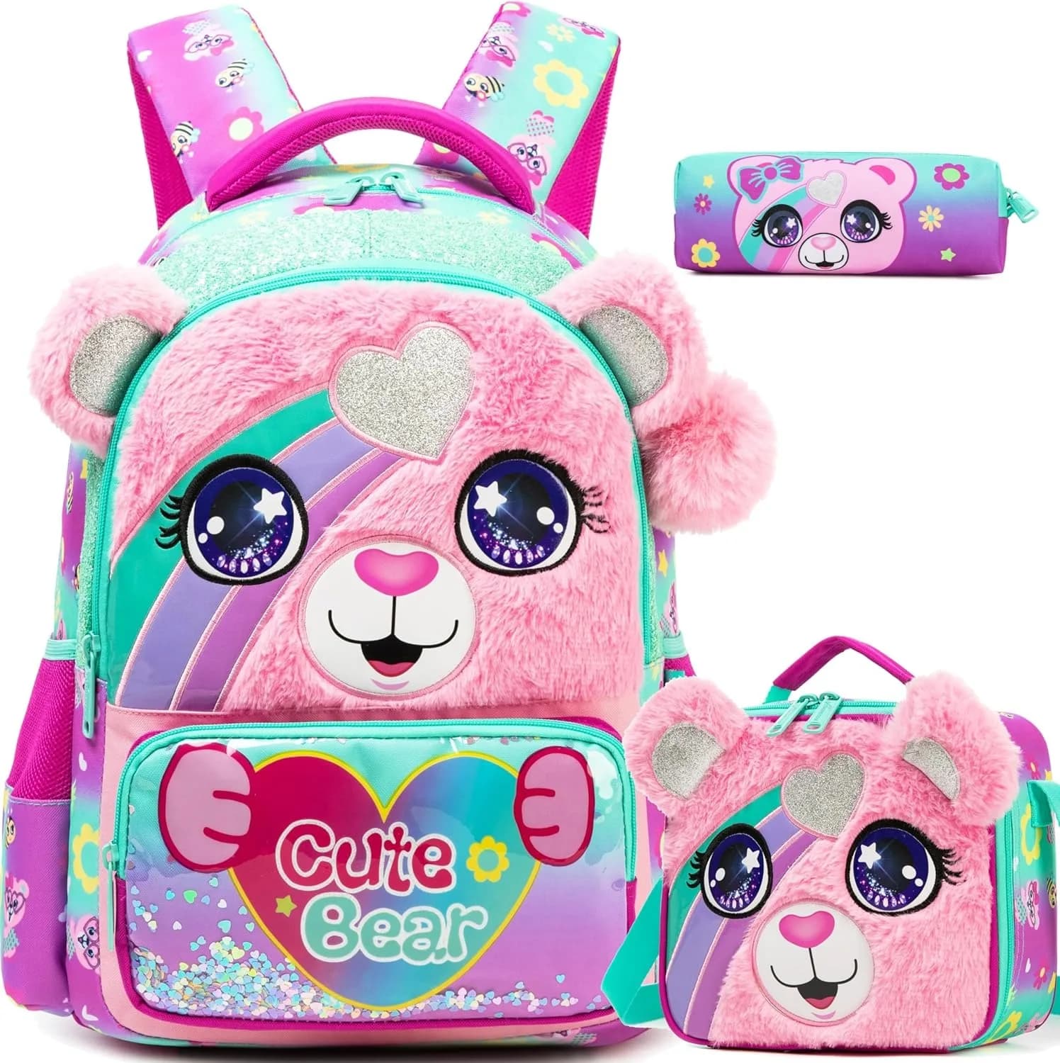 Girls School Backpack with Lunch Tote Set