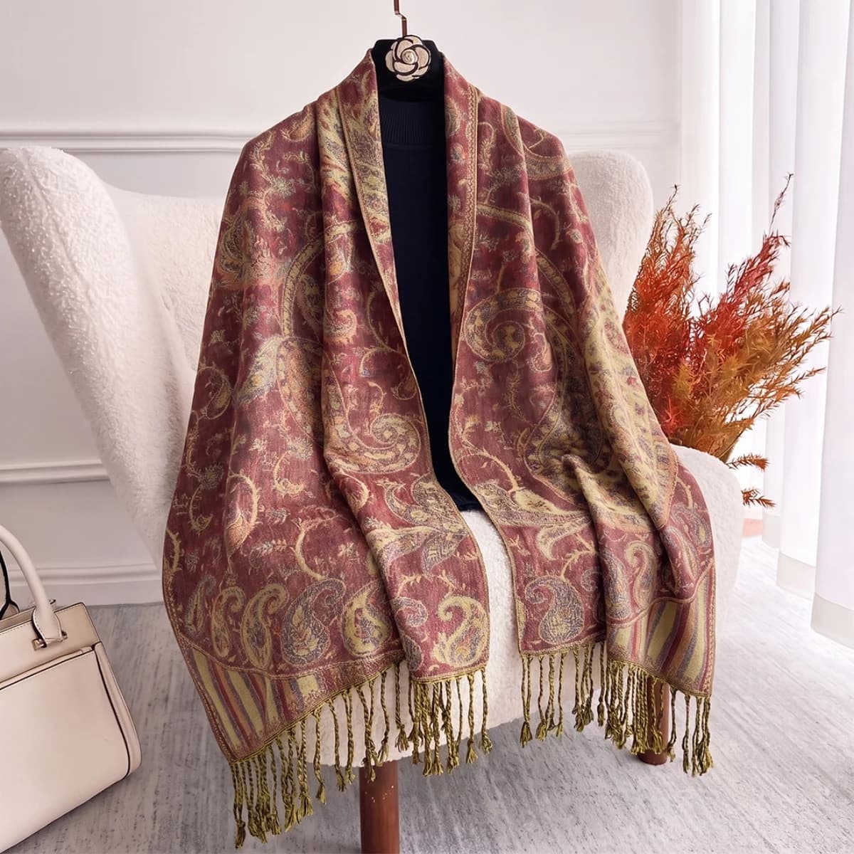 Pashmina Botanical Print Scarf Wrap Shawl