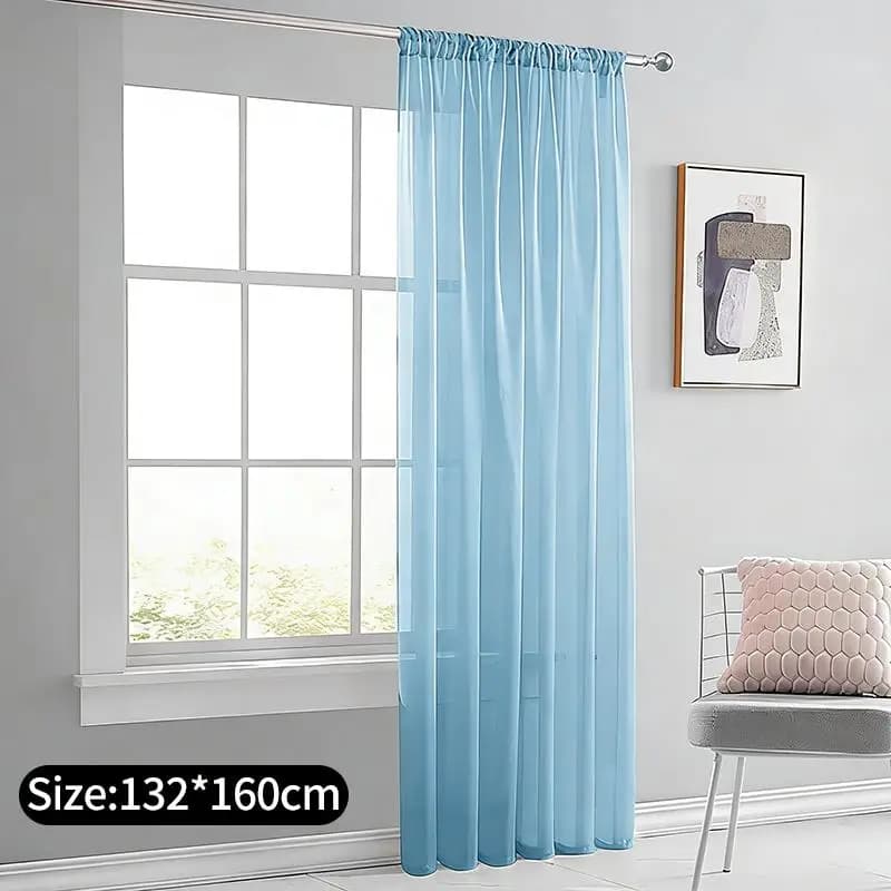 Light Blue Sheer Voile Window Curtain Panel