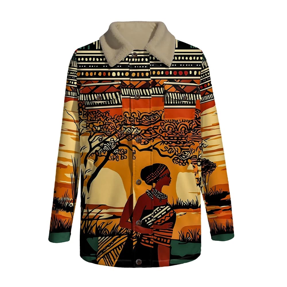 Retro Geometric Parka Jacket