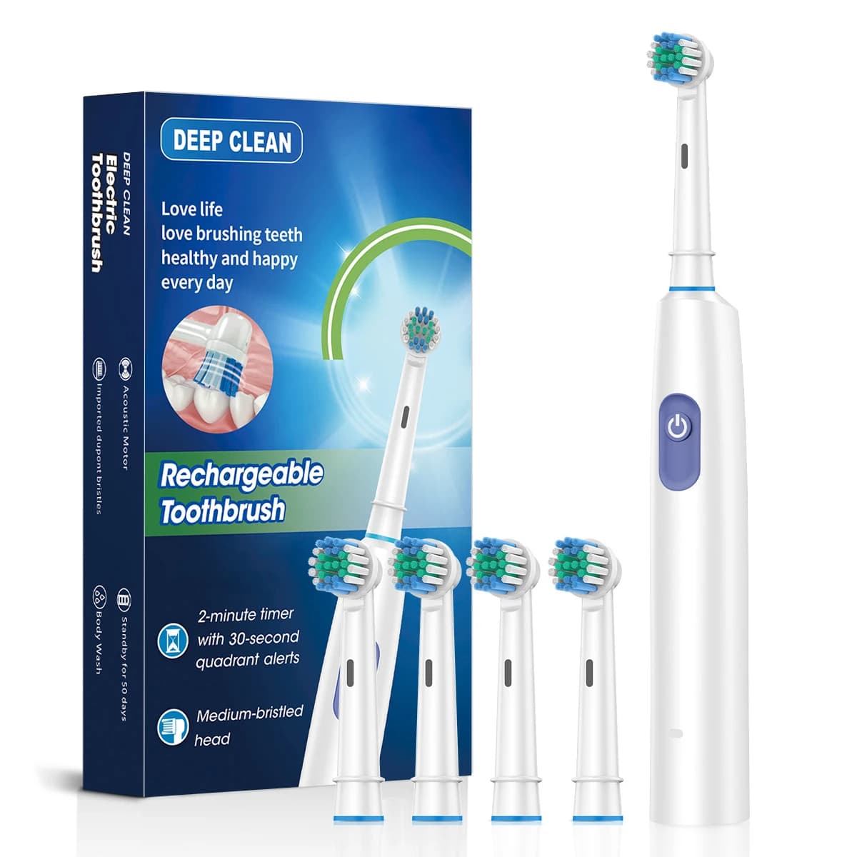 Electric Rotary Toothbrush with Timer and Heads