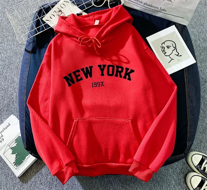 Women's Oversized Fleece Hoodie with NY Graphic