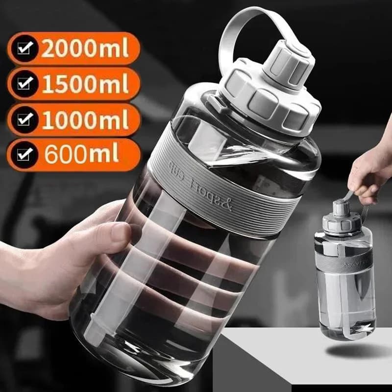 2 Liter Big Water Bottle with Straw 2L/1.5L/1L/0.6L Large Capacity School Gym Sports Drinking Bottles Fitness