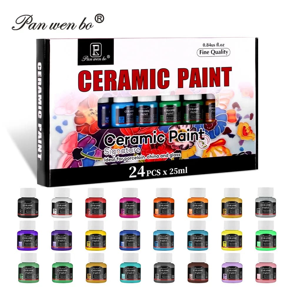 Acrylic Paint Set 12 Colors 25ml Ceramic Art Painting Kit for Canvas Wood Fabric DIY Craft Supplies