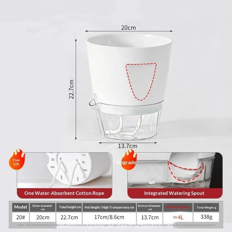 Self-Watering Plant Pot with Water Level Indicator