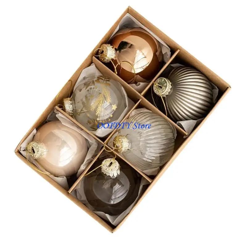 Glass Christmas Ball Ornaments, Set of 6