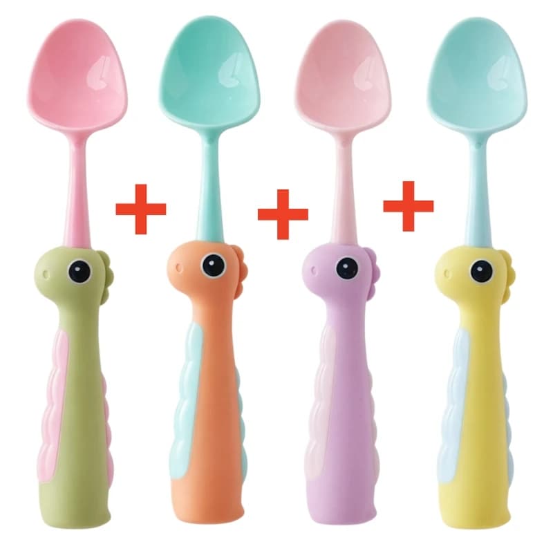 Cartoon Dinosaur Baby Spoon with Standing Base