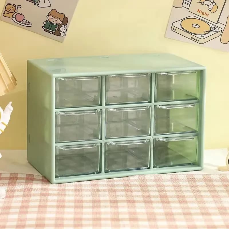 Clear Acrylic Nine-Compartment Desk Organizer