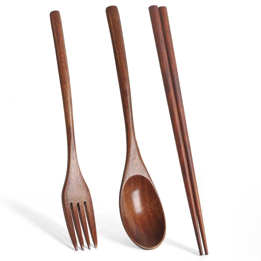 Natural Wood Dinnerware Utensil Set