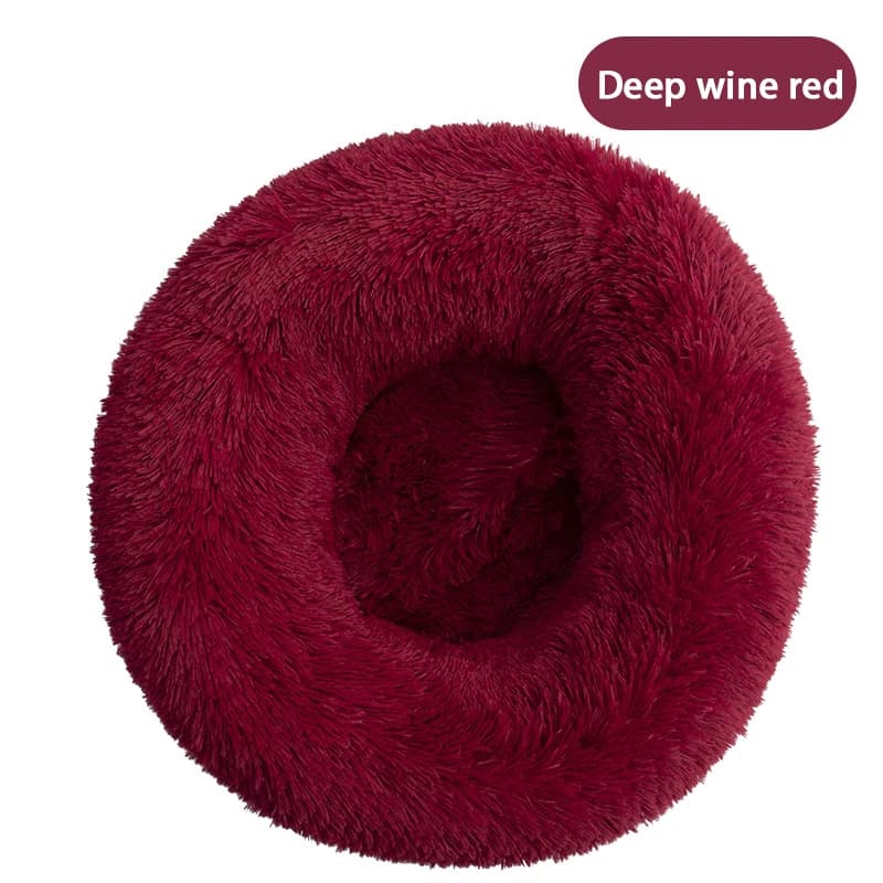 Furry pet bed - round cat bed and dog bed - soft and fluffy pet bed - ideal sleeping companion for kittens and puppies