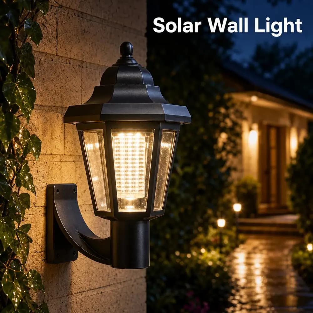 Garden Wall Light 1.5M Solar Courtyard Light Retro Streetlight Outdoor Lawn Path Courtyard Floor Lamp