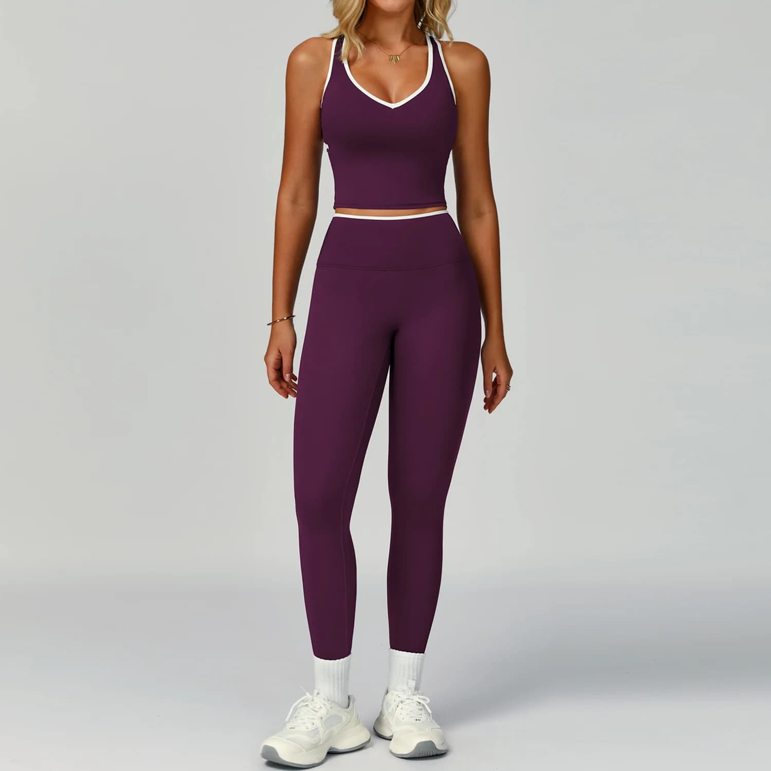 Yoga Sets 2 Pieces Workout Outfits Gym Tracksuit Fitness Sportswear High Waist Leggings Sports Bra Athletic Wear Women Clothes