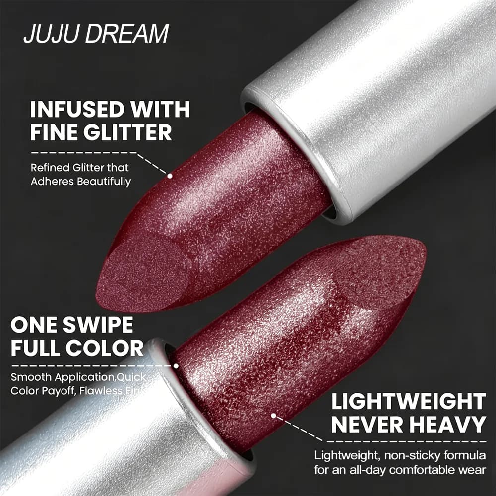 Metallic Burgundy Glitter Lipstick
