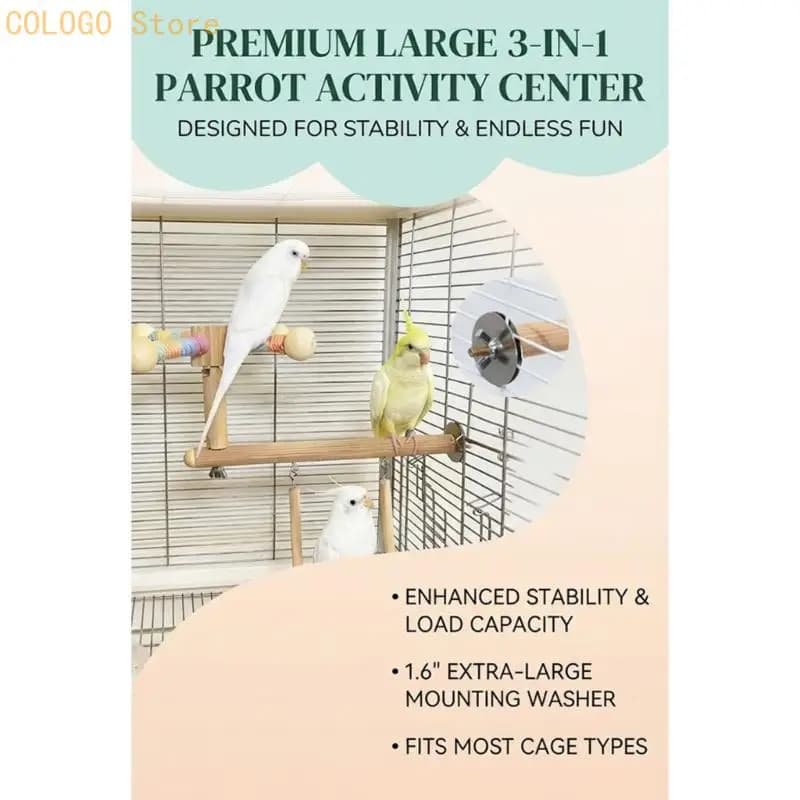 3-in-1 Bird Cage Perch Swing with Rotating Top
