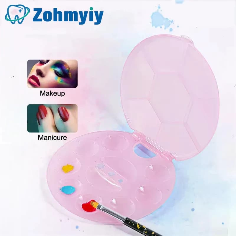 Nail Art Color Palette with Display Stand Plastic UV Gel Polish Holder DIY Drawing Paint Dish Manicure Tool