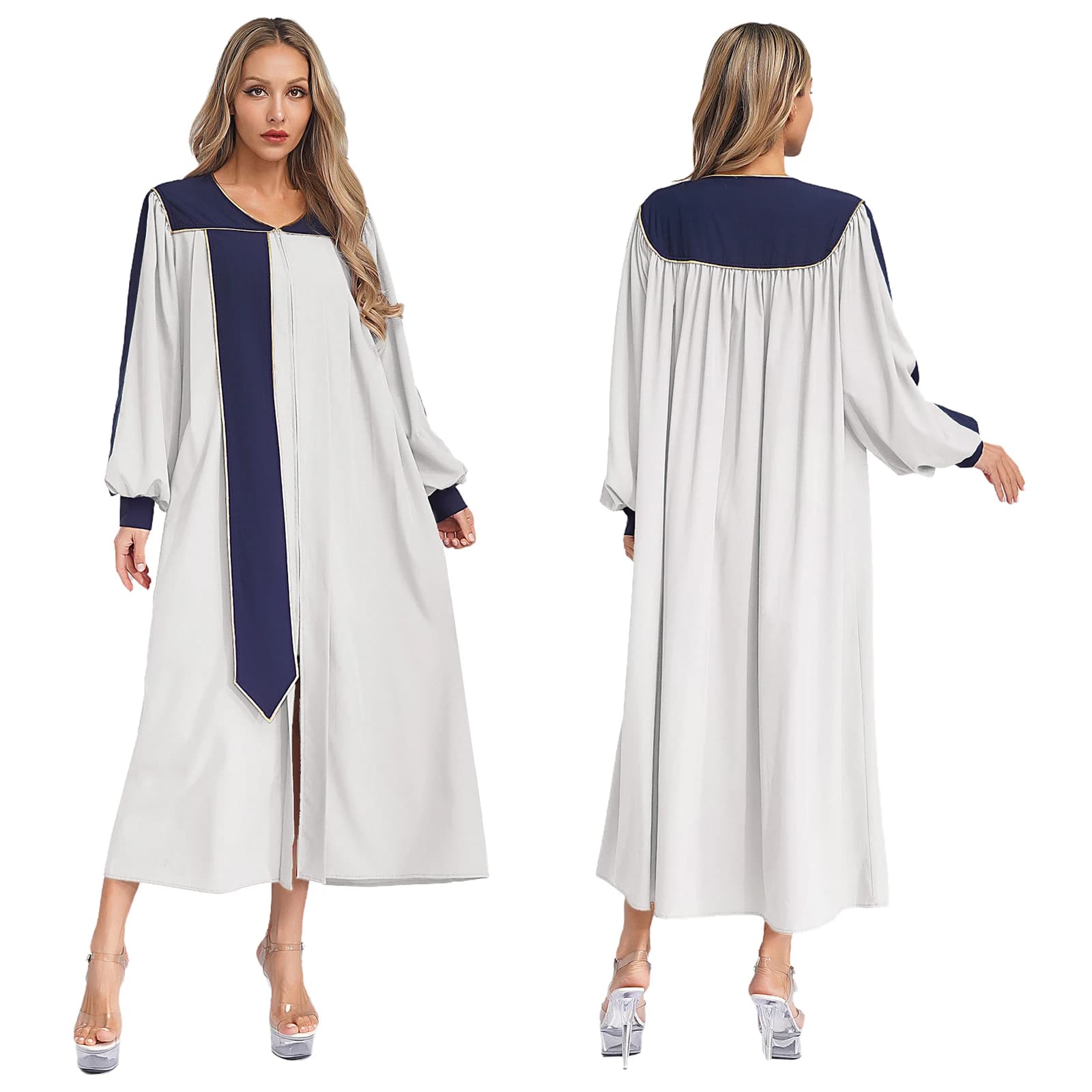 Women's Clergy Robe with Embroidered Sleeves