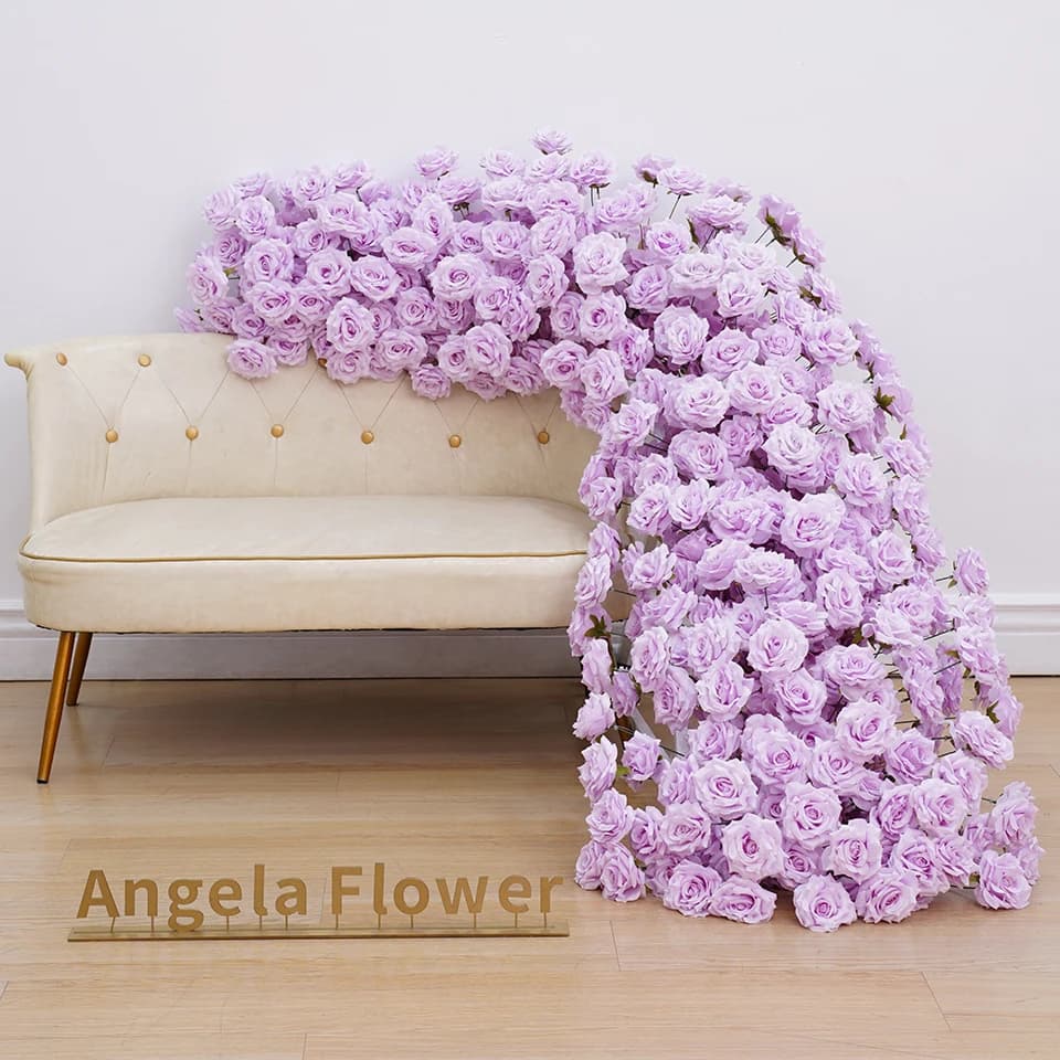 Pure White Silk Rose Flower Row Runner