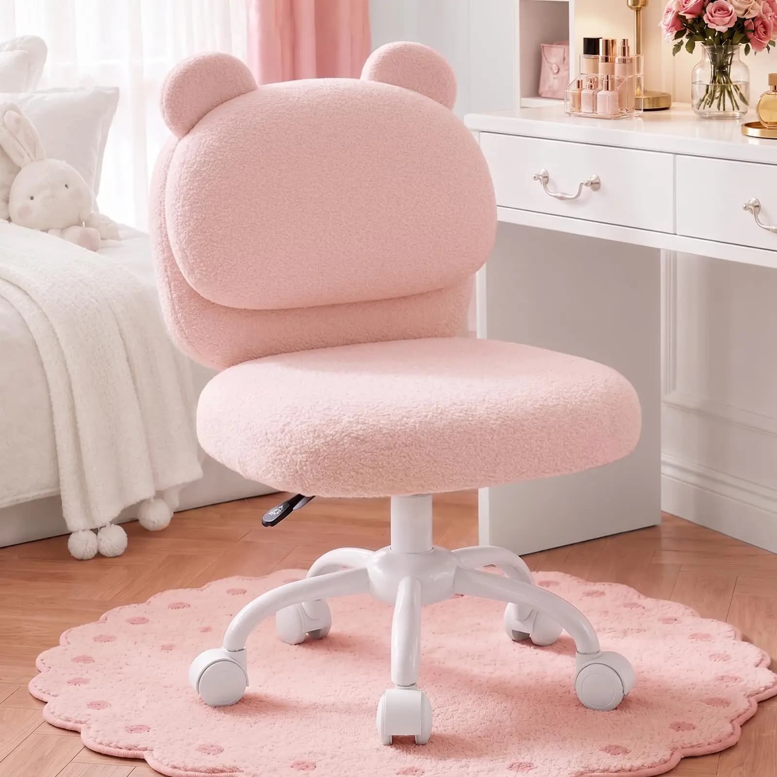 Teddy Fleece Desk Chair with Wheels