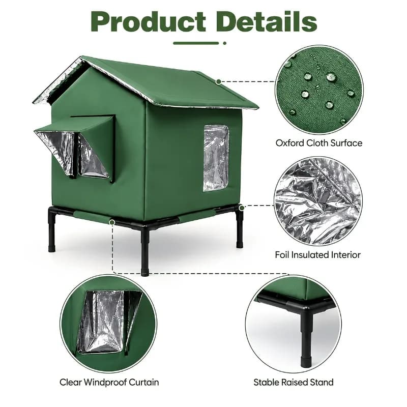 Winter Insulated Raised Dog House Waterproof