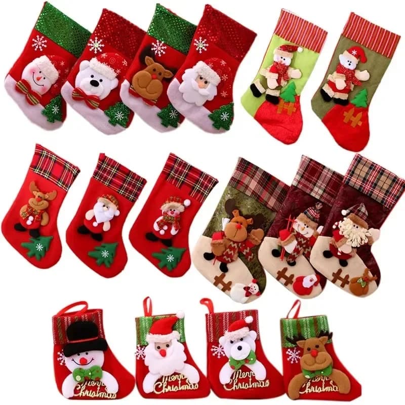 Christmas Stockings Santa Snowman Ornaments