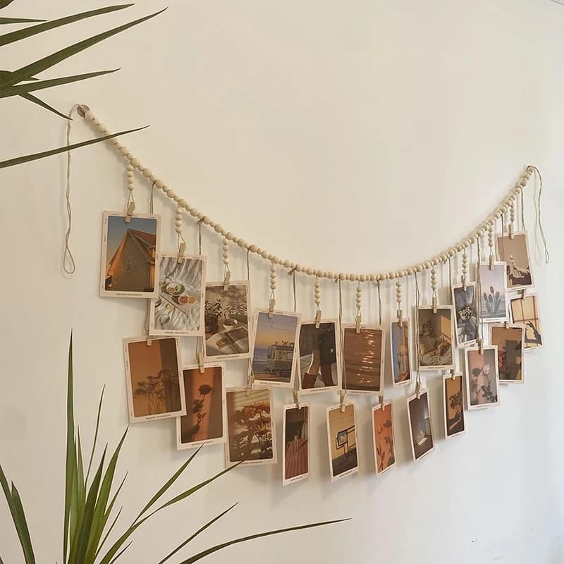 Photo Display Wall Hanging Decor Boho Home Decoration Wooden Beads Macrame Tapestry For Wall Hanging Room Decors Aesthetic Gift