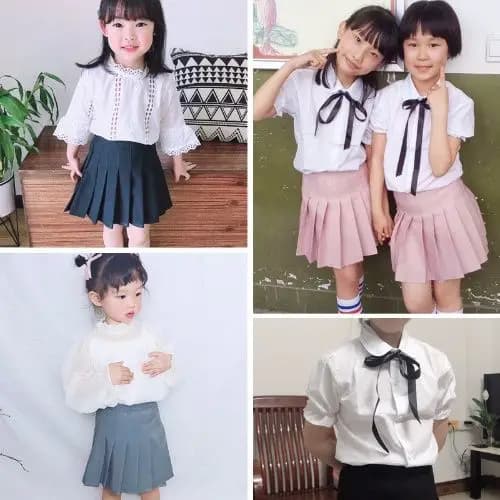 Pleated Skort Set Girls White Black