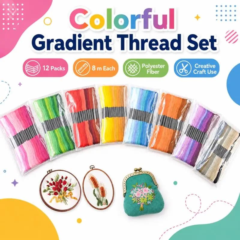 6-Strand Gradient Embroidery Thread Set