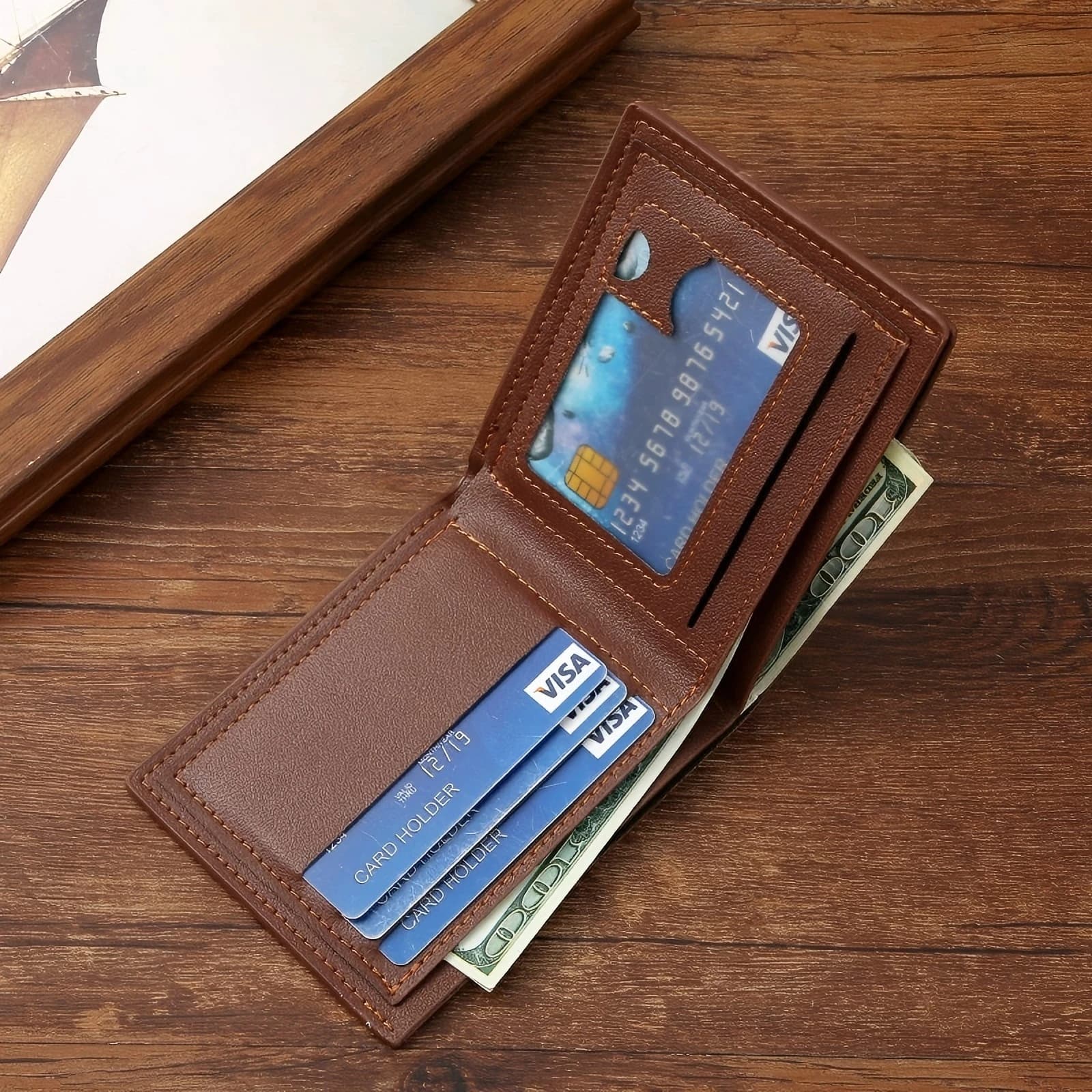 Slim Wallets for Men Money Clip Men's Youth Luxury Short Leather Card Holder Thin Minimalist Bifold Man Wallet