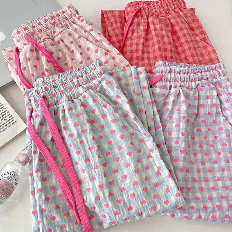 Heart-Printed Pajama Pants
