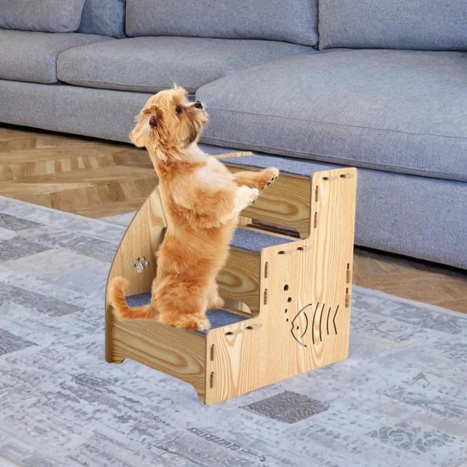 Wood Pet Stair Ladder 3-Step