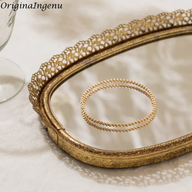 Gold Filled Ribbed Stretch Bead Bracelet