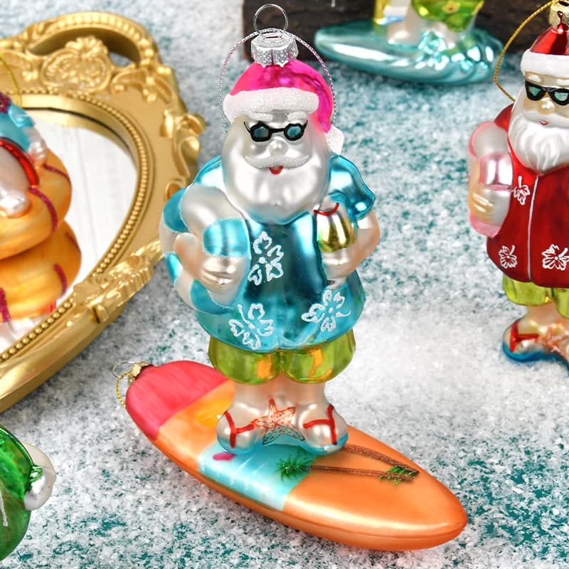 Glass Painted Coconut Tree Christmas Ornaments