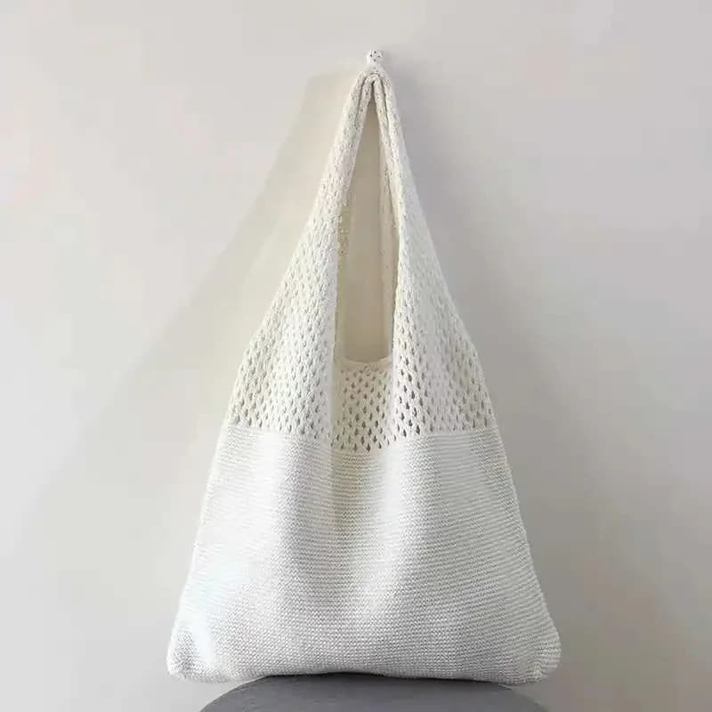 Knitted Handbags For Women Large Capacity Tote Bag Summer Beach Big Purse Casual Hollow Woven Shoulder Bags Female Pack