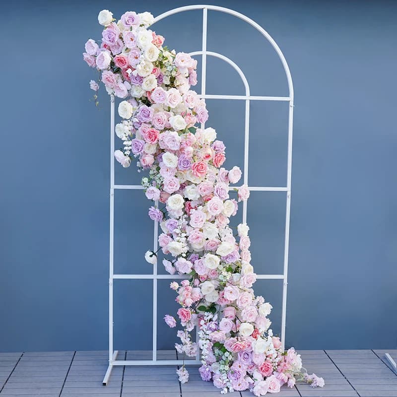 Wedding Backdrop Decor Table Centerpiece Flower Ball Pink Purple Rose Peony Greenery Hang Floral Row Banquet Prop Window Display