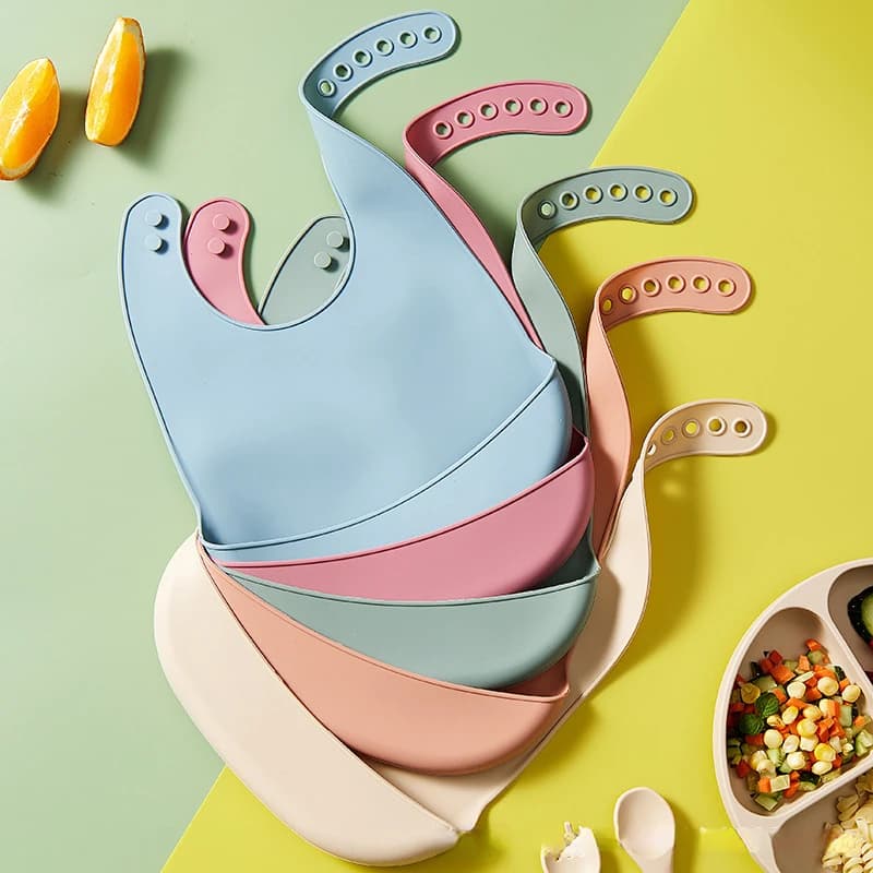 Baby Silicone Waterproof Bibs with Saliva Pocket