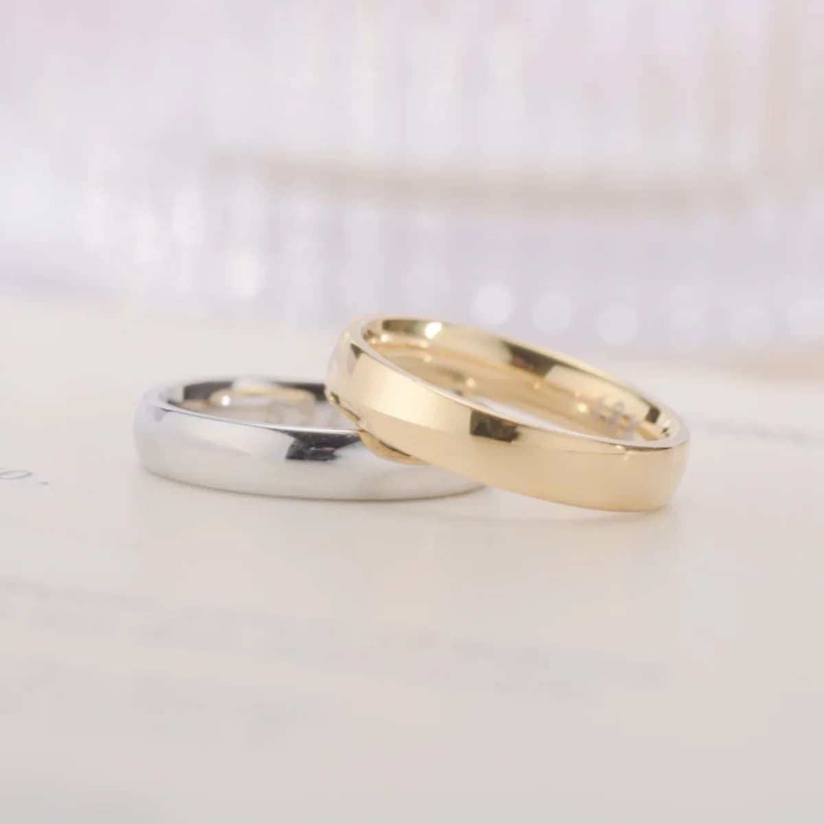 Gold-Plated Stainless Steel Couple's Wedding Ring