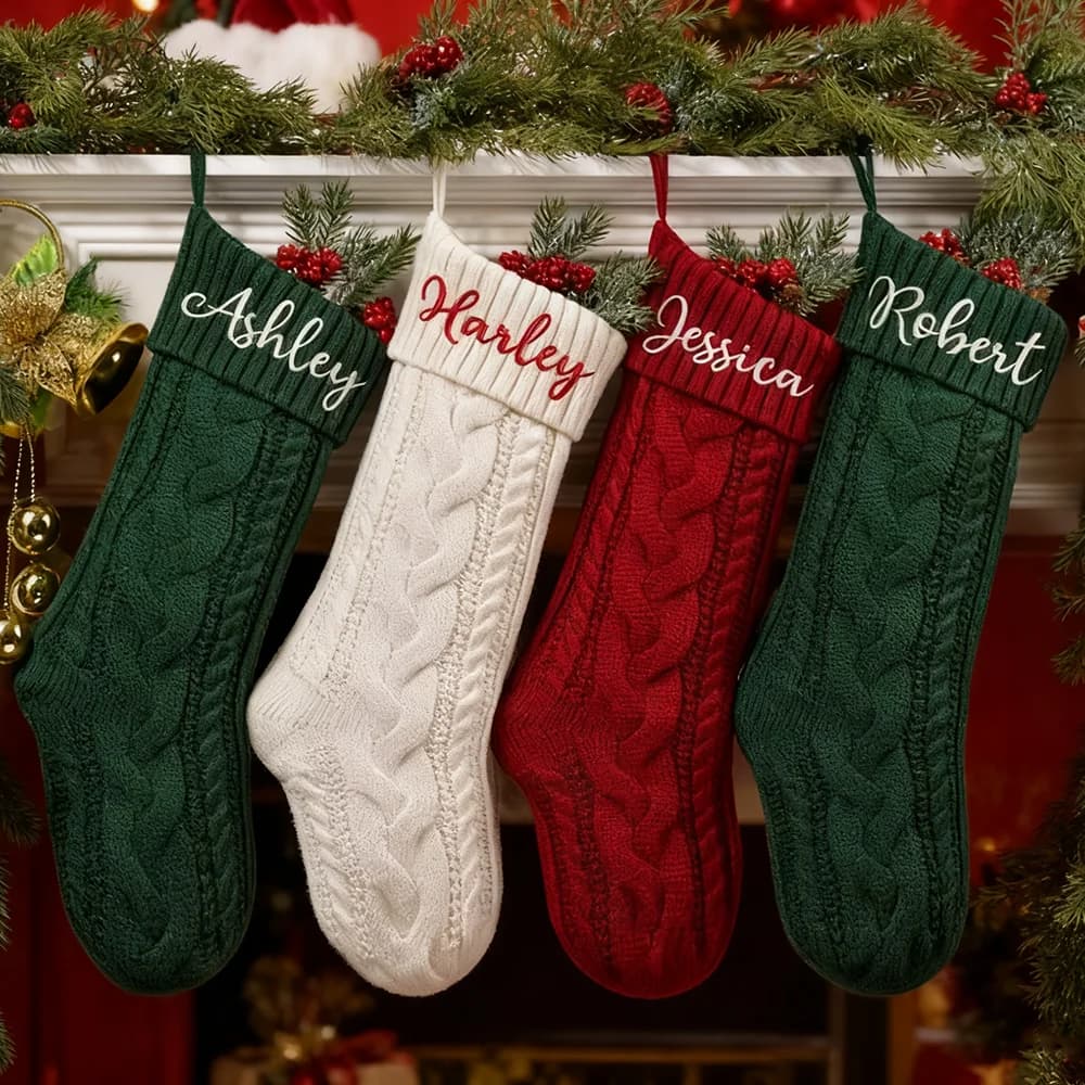 Personalized Cable Knit Christmas Stocking