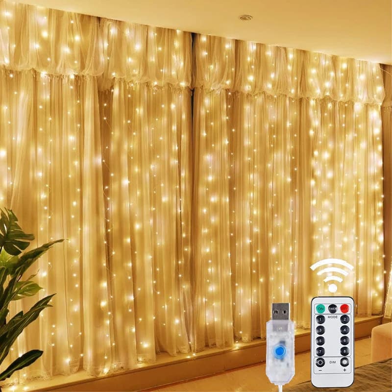 LED Curtain Fairy String Lights 300 Count